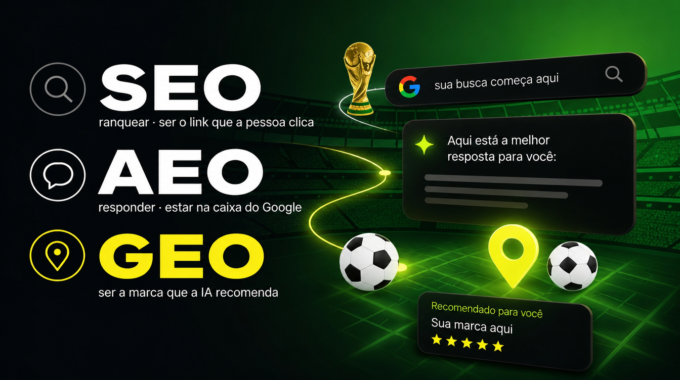 SEO, AEO e GEO: o que muda agora que a busca virou três jogos diferentes