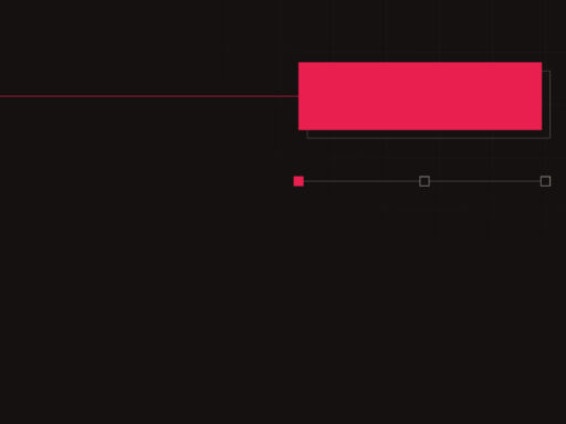 Fundo gráfico escuro com um bloco vermelho e uma trilha de três passos, sem texto